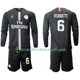 Fußballtrikots Paris Saint-Germain VERRATTI 6 Jodan Schwarz Kinder 2018-2019 Langarm Ausweichtrikot kaufen